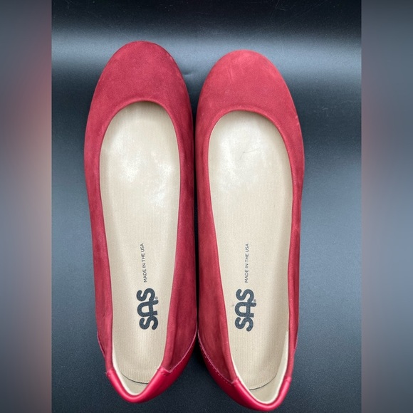 SAS Scenic Suede Comfort Ballet Flats Scarlett Red Leather Womens Size 7 M - Picture 8 of 11